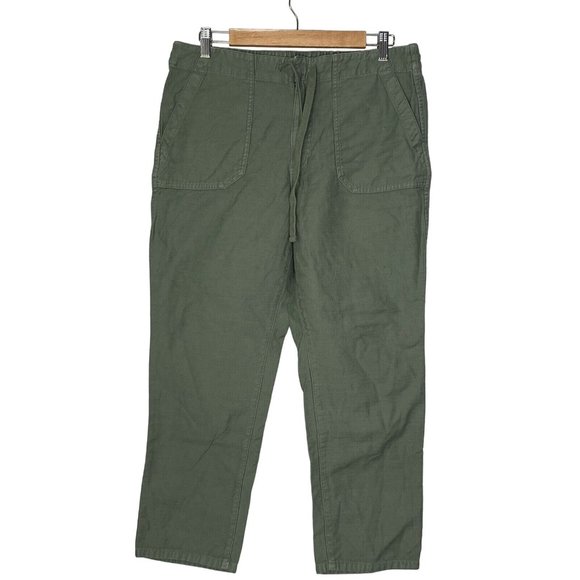 J Crew Women’s Lightweight Chino Capri Pants Green Cotton Size LP - Picture 1 of 8
